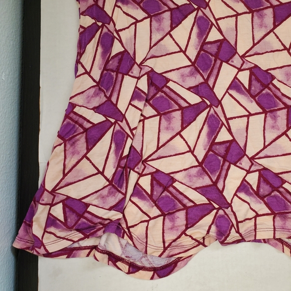 LOGO by Lori Goldstein Printed Cotton Modal Top Pink Purple sz XL2 Side Pockets - Picture 9 of 10